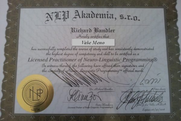NLP Practitioner - Certifikat NLP Akademia